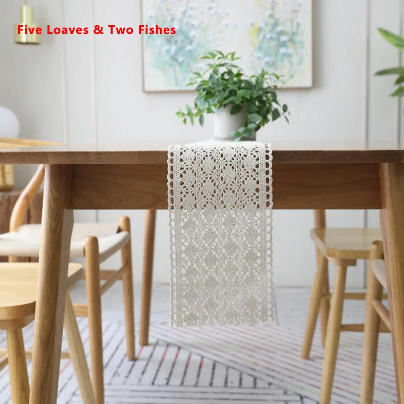 

Free shipping Handmade Crochet Table flag Tablecloth High Quality Table Runner Beautiful Tassel Tea Flag Hollow Cover Towel
