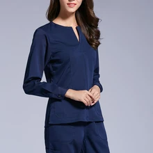 Осень для женщин Больница Медицинский скраб одежда набор стоматологическая клиника и салон красоты униформа медсестры с длинным рукавом slim fit