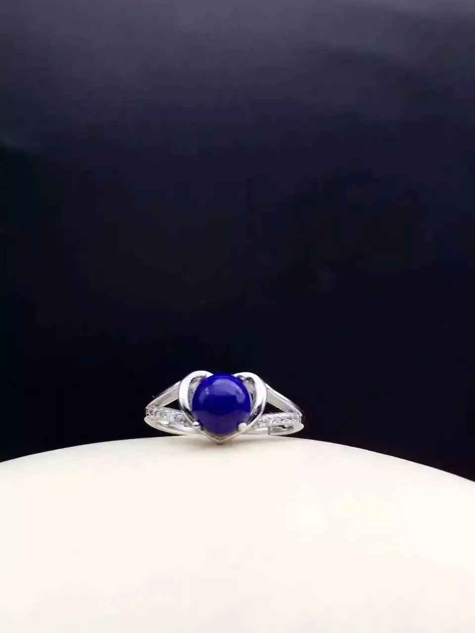 Natural blue lapis lazuli gem Ring Natural gemstone ring 925 sterling silver trendy Lovely heart women girl party gift Jewelry