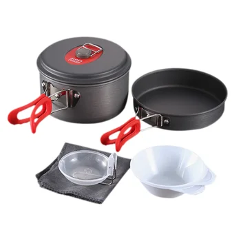 

Alocs Cw-C29 Ultralight Outdoor Camping Cookware Pot Set Camp Cooking Tools Picnic Set Pot Pan Tableware For 1-2 People