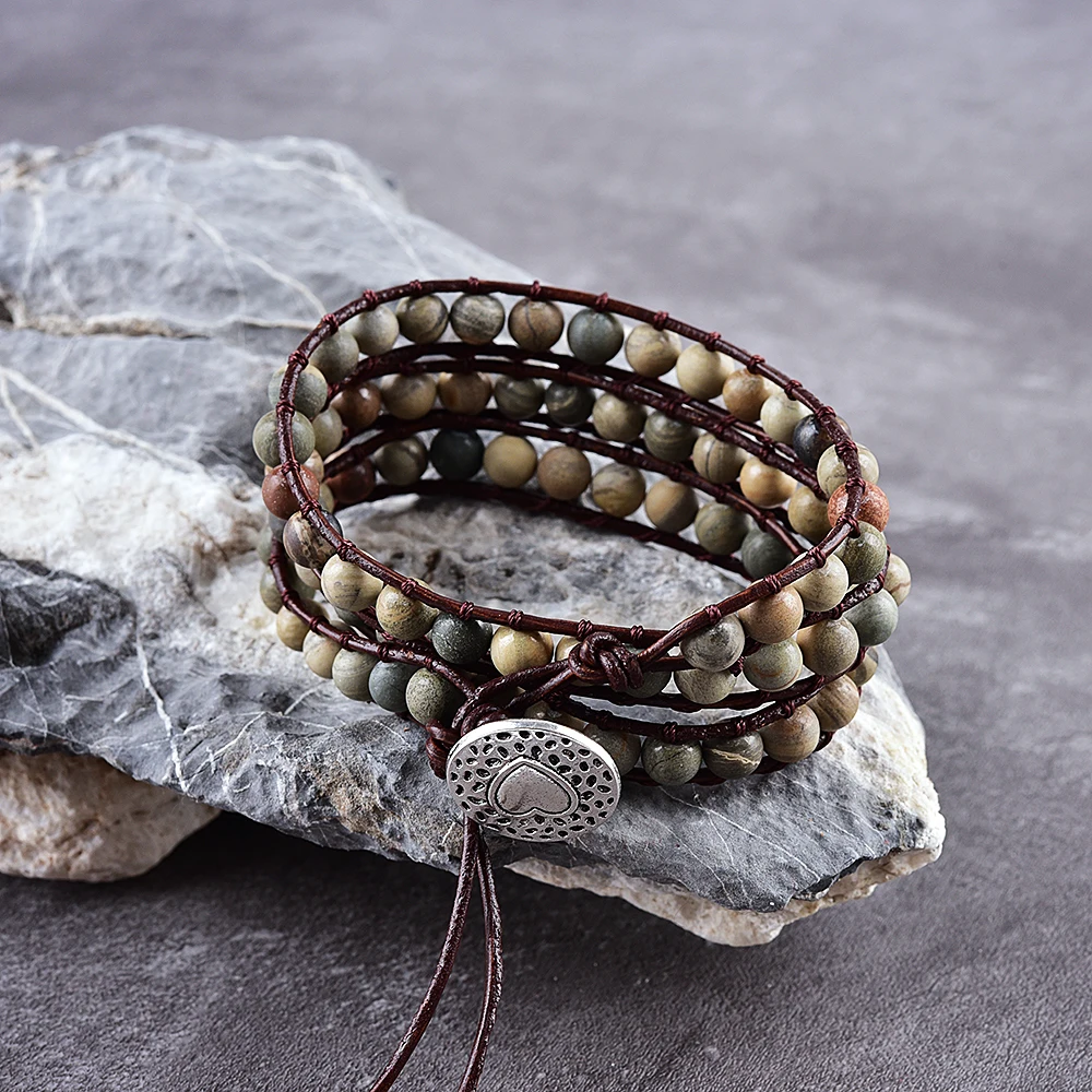 

Asingeloo Gray Color Natural Stone Beads Handmade Unique Holiday Boho Bracelets for Women and Girl Jewelry Gift