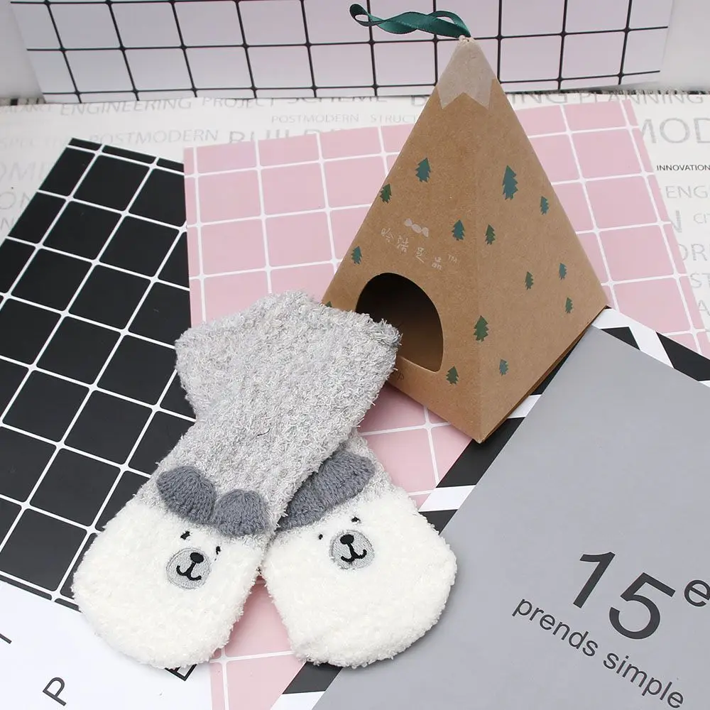 Рождественский подарок 3D дизайн пушистые коралловые бархатные толстые теплые носки для женщин полотенце пол/носок для сна Высокое качество Sox подарок