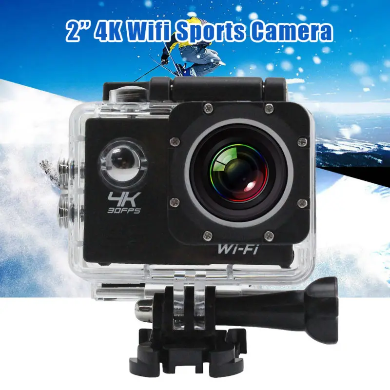 

2'' 4K Sports Wifi Camera HD 30fps 4X Zoom 170 Wide-angle 4K 30fps 1080P 60fps 16MP Waterproof 30M Car DVR Camcorder 5pcs/lot
