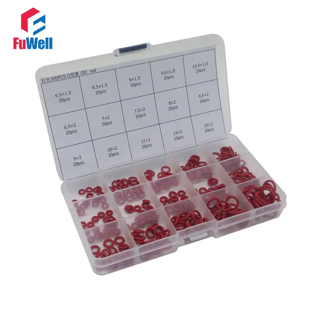 300pcs O Ring Seal Kit 15 Different Sizes Red Silicon O Ring Sealing Gasket Assortment Set With Plastic Case Silicone O Ring Sealing Gasketso Ring Seal Aliexpress
