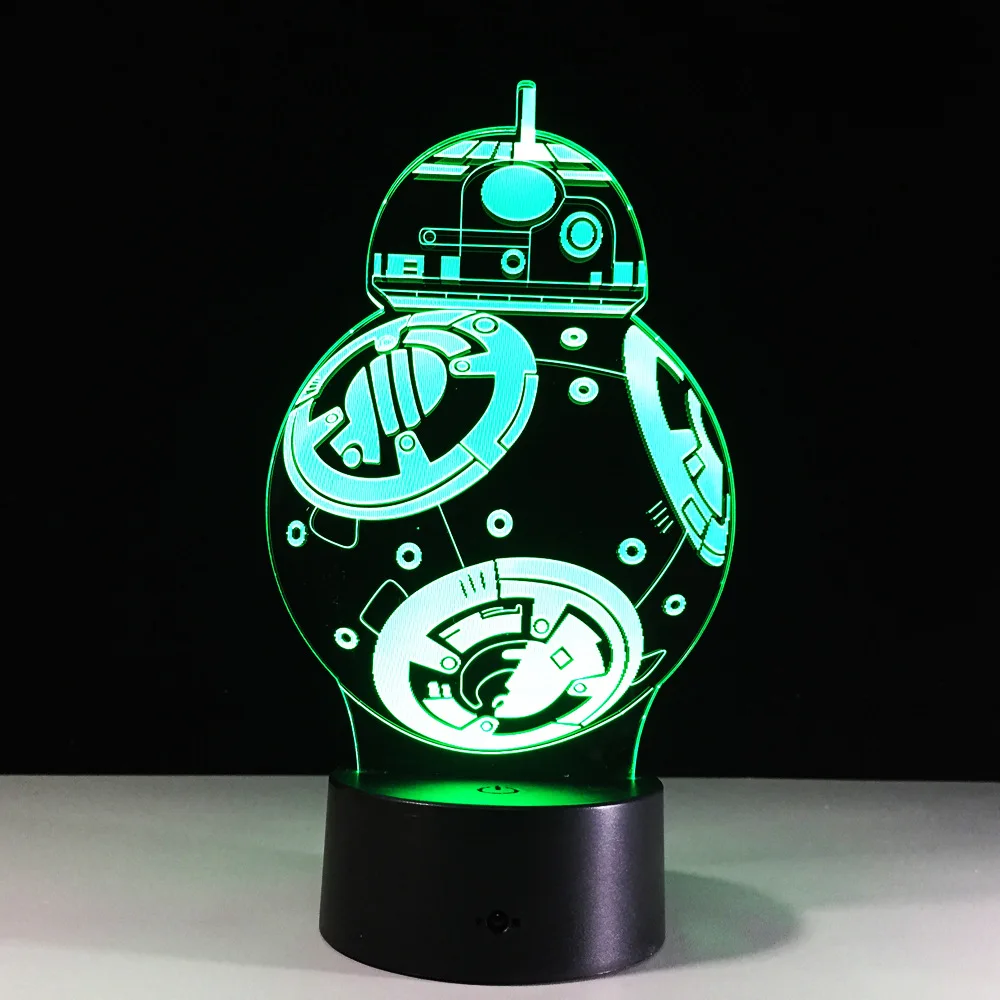 N535 3D BB 8 Action figure Model Style LED lamp 7 Color Changing