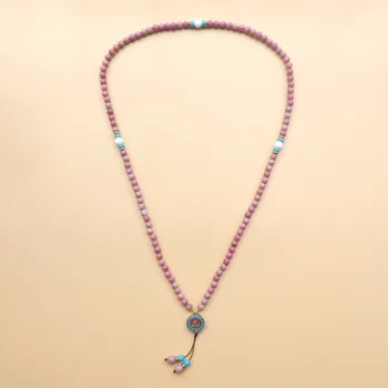 

New Women 108 Mala Yoga Necklace With Stone Nepal OM Beads Meditation Necklace Dropshipping Natural Stone Jewelry Handmade