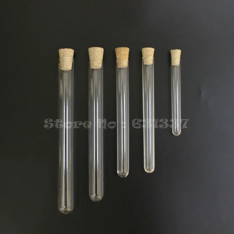 Plastic Test Tube With Cork Stopper 11ml 4 inch15x100mm Clear, Grade
