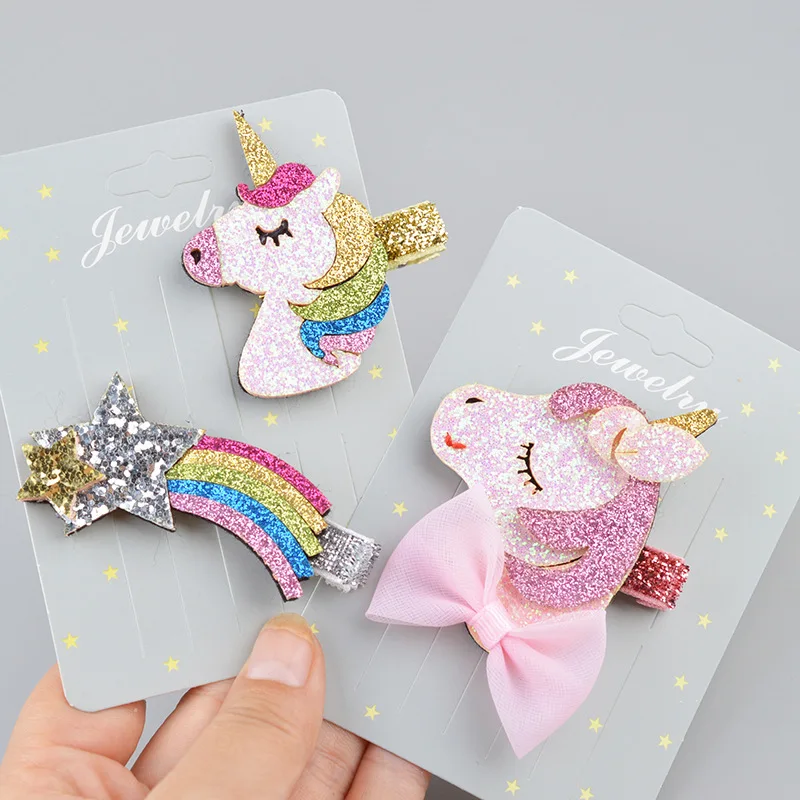 

Unicorn shiny hairpin girl fashion children star hairpin hairpin cartoon hairpin hair accessories