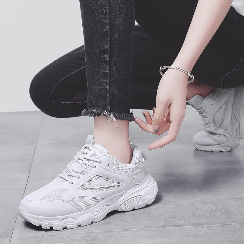 

Womens Casual Shoes 2019 White Platform Chunky Sneakers Woman Shoe Women Trainers Ladies Sneaker for Zapatos de Mujer Zapatillas