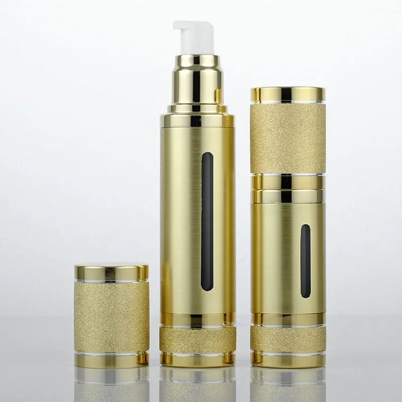 Блеск Shimmer цвета: золотистый, серебристый пустые бутылки безвоздушного 30 мл 50 мл Портативный вакуумный насос путешествия бутылка для