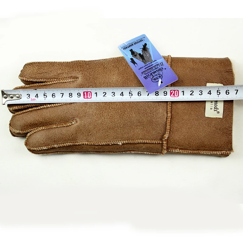 Кожаные перчатки мужские из овчины с натуральным мехом толстые зимние теплые уличные перчатки для велоспорта прочные ветрозащитные перчатки для холодной овечьей кожи