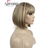 StrongBeauty Short Bob Wig Point Part Bangs synthetic Wigs COLOUR CHOICES ► Photo 2/6