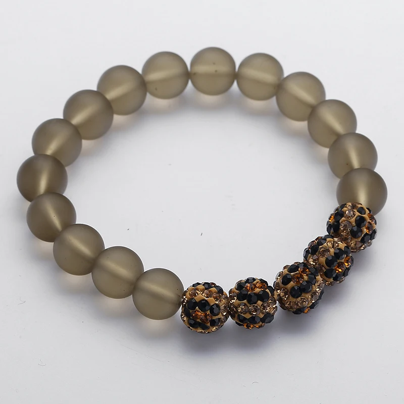 

Fashion Crystal Ball Stretch bracelets Brown Glass Bead ball Bracelet