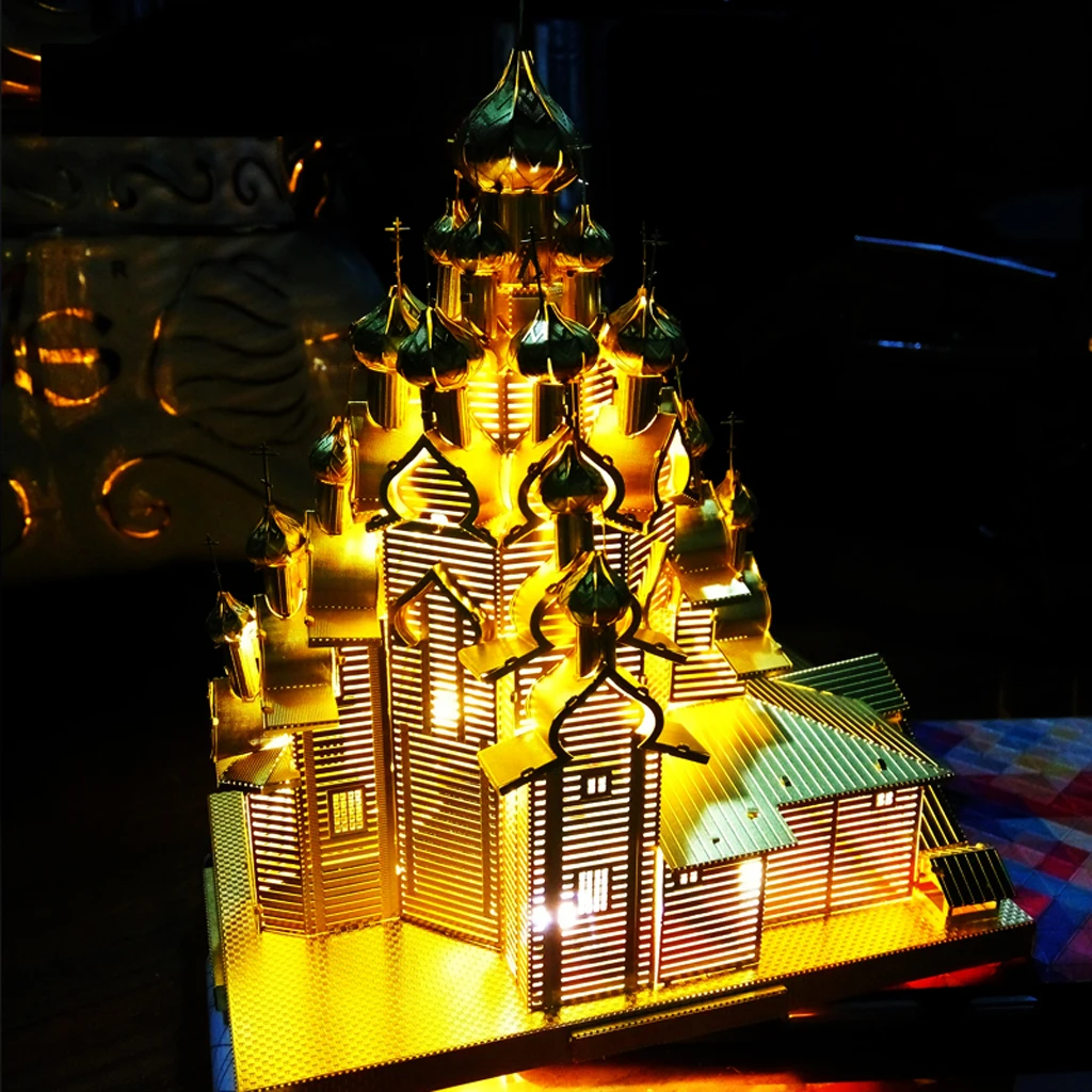 

History Architecture 3D Metal Puzzle Jigsaw Russia The Church of Transfiguration Building Model Toy Home Decor Xmas Gifts Golden