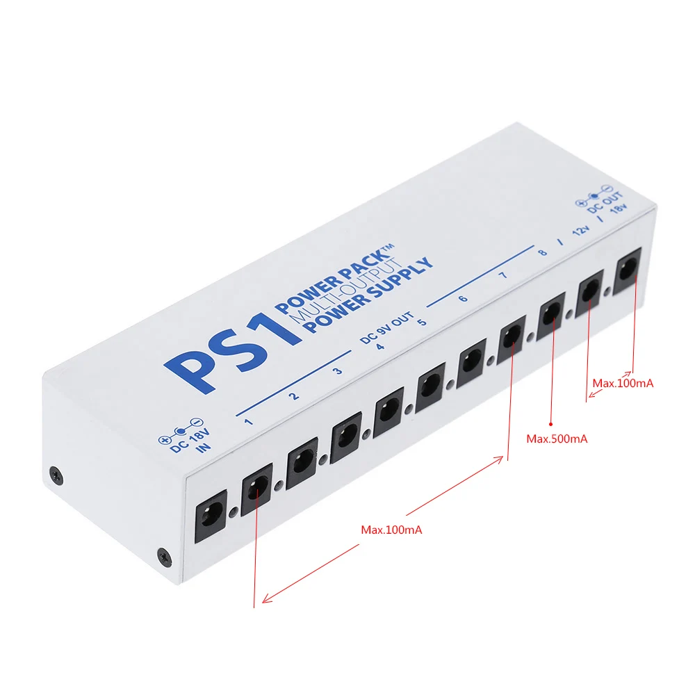 VITOOS PS1 Электрогитары эффект Питание 10 изолированный выход 8 9 V& 1 способ 12 В и 1 способ 18 V стабилизация Напряжение AC100-240V