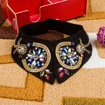 

new black colorful rhinestone fashion shirt sweater Elegant False Collar crystal beading detachable choker collars for woman