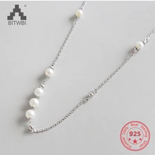 Handmade 100% S925 Sterling Silver Fashion Elegant Pearl Short Clavicle Necklace For Women Jewelry silverhoo aurora pendant necklace halo crystal gem s925 sterling silver fashion necklace women s elegant engagement