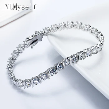 

18 CM OL elegant 1 line crystal bracelets CZ jewelry statement women jewellery female luxury white Bracelet & Bangle