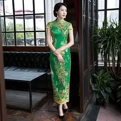 Современные китайские свадебные платья традиционный Qipao Cheongsam дизайнерское вечернее платье Вышивка Vestido Oriental плюс размеры 3XL