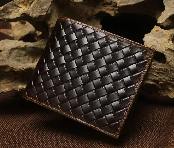 

2019 men women Knitting wallets 100% Genuine leather vintage cowhide Money Clip handmade classic purse High quality wallet