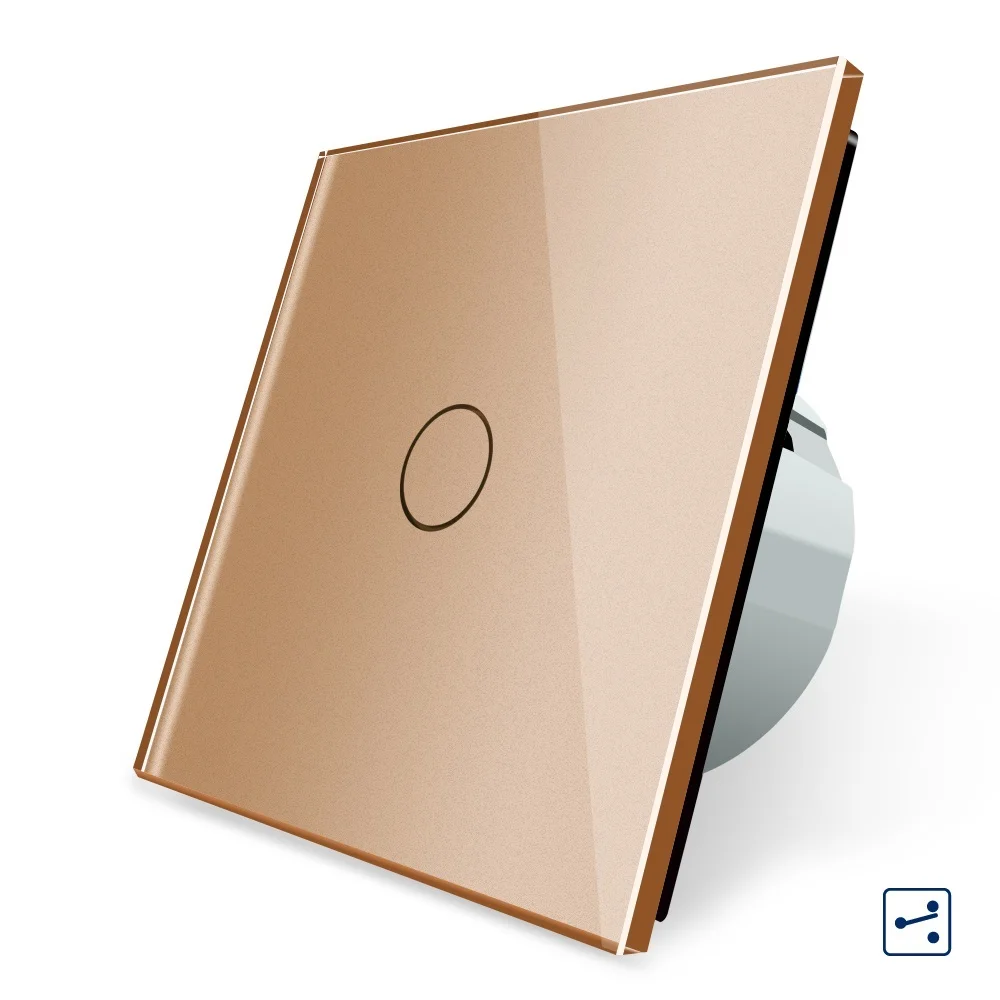 2017 EU Standard Wall Switch 2 Way Control Switch, Golden Crystal Glass