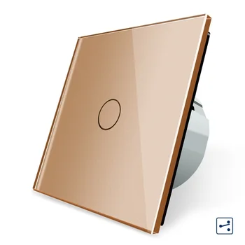 

Livolo EU Standard Wall Switch 2 Way Control Switch, Golden Crystal Glass Panel, Wall Light Touch Screen Switch, OS-01S-3