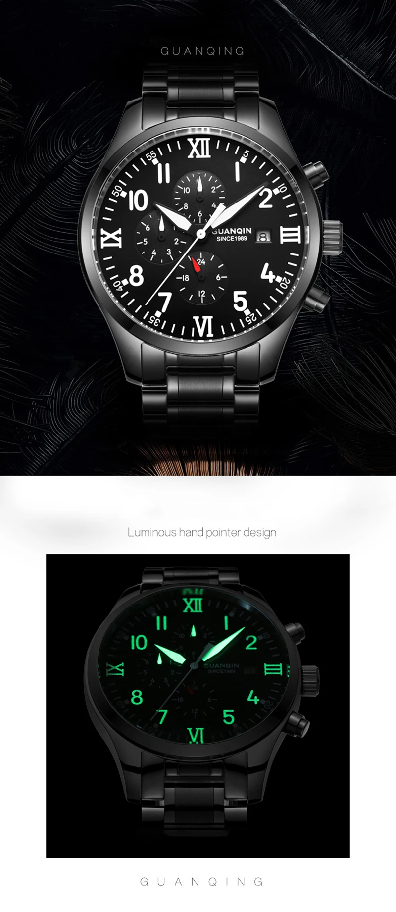 GUANQIN часы автоматические механические мужские часы лучший бренд класса люкс водонепроницаемый Дата Календарь кожаные Наручные часы Relogio Masculino