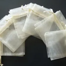 200 шт./партия, цвета слоновой кости, сумки из органзы, 15x20 см, подарочные пакеты для свадьбы