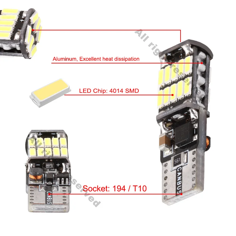 10x t10 w5w светодиодный canbus 194 501 интерьер автомобиля свет 26SMD 4014 чип Белый Подсветка приборной панели лампы 5w5 никаких ошибок выявлено не было 12 V Авто Лампа 6000 K