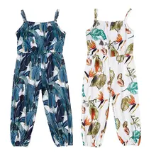 Детский летний комбинезон без рукавов с открытой спиной и Рисунком Листьев@ ZJF