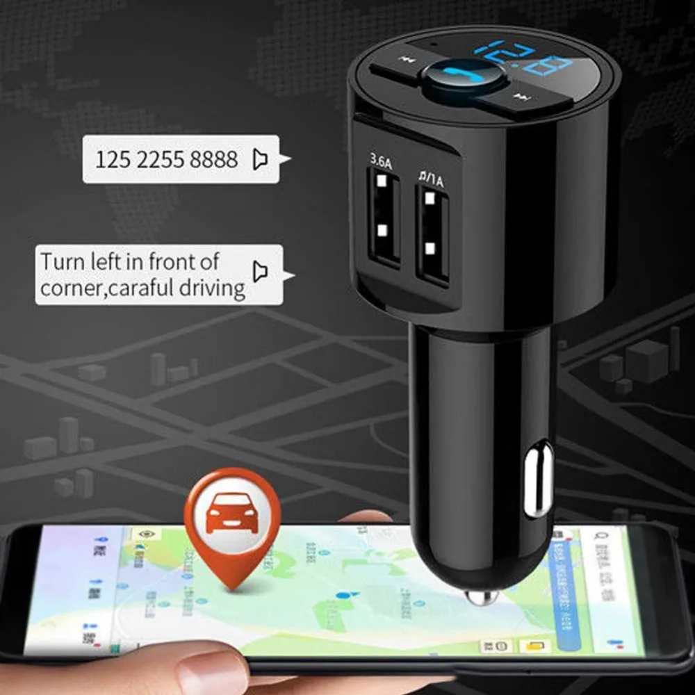 Bluetooth Handsfree Car Kit Dual USB Charger FM Transmitter Radio Adapter Car MP3 Player Hi-Speed USB2.0 Quick Charger
