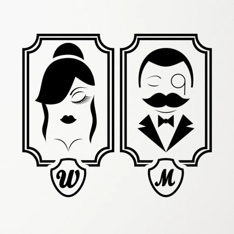 Gents & Ladies Pattern Vinyl Wall Art Sticker Toilet Bathroom Sign Removeable Decal Door Bedroom Decoration Poster YL004 Gents & Ladies Pattern Vinyl Wall Art Sticker Toilet Bathroom Sign Removeable Decal Door Bedroom Decoration Poster YL004