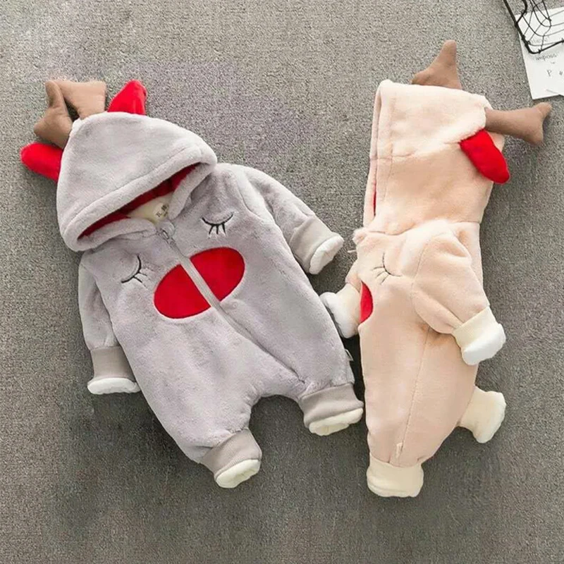 

Unisex Baby Rompers Newborn Baby Clothes Boy Girls Winter Jumpsuit Hooded Toddler Outerwear Christmas Clothing Deer Costume