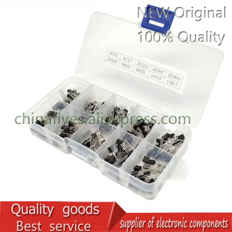BC337 BC327 2N2222 2N2907 2N3904 2N3906 S8050 S8550 A1015 C1815 транзисторный набор 10 значений = 200 шт, транзисторы + коробка
