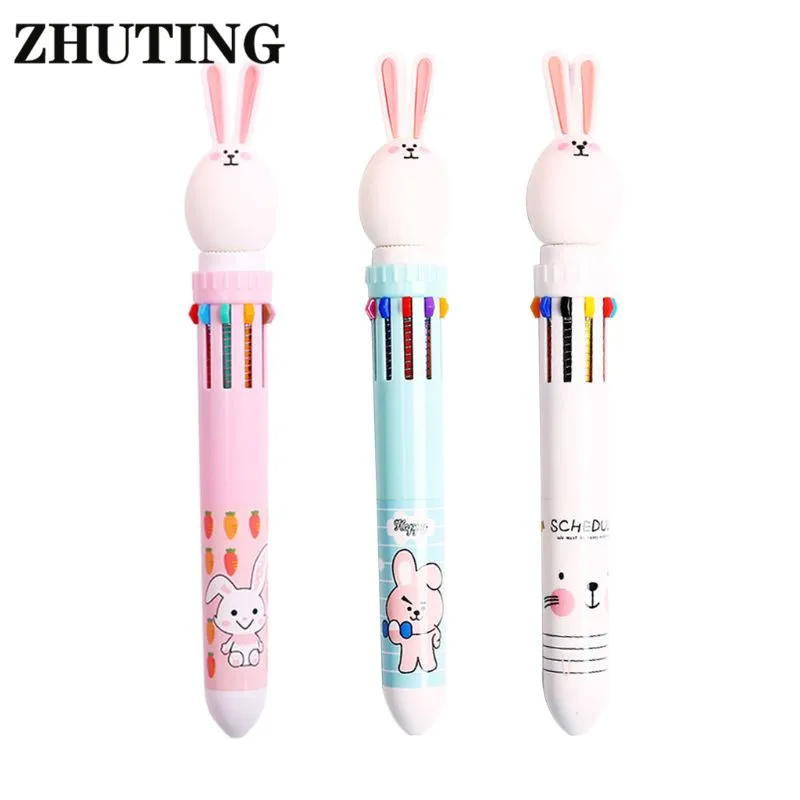 

10 Color 0.5mm Cute Cartoon Rabbit Ballpoint Pen Press School Office Supplies Accessories Stationery Kids Gift Ballpoint Pen