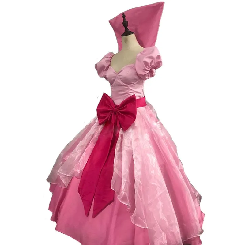 Cartoon Frog  Princess Charlotte Cosplay Costume Adult Women Pink Gown Halloween Christmas Party Dress