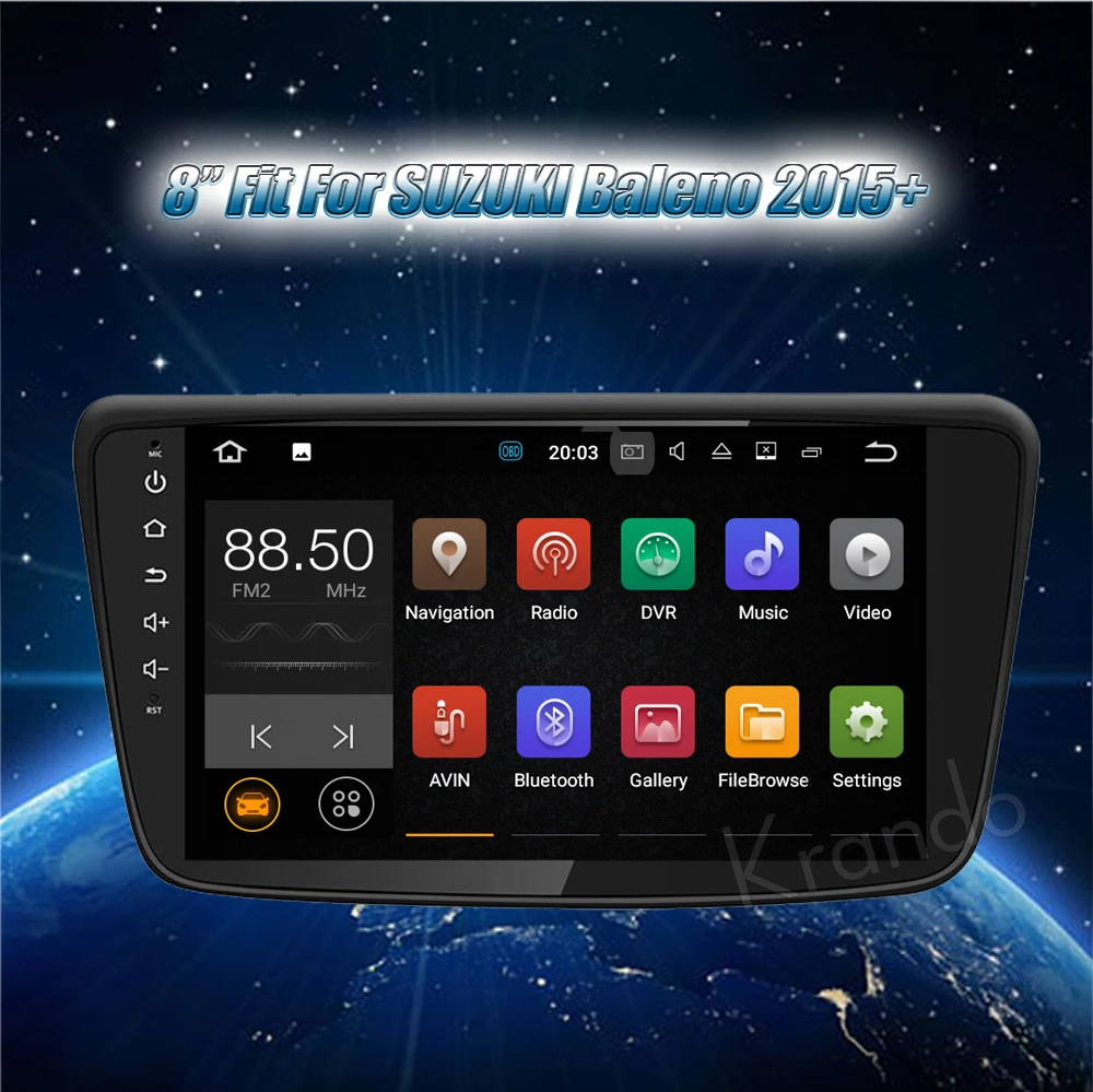 Best Krando 7" Android 7.1 car navigation multimedia system for Suzuki Baleno 2015+ audio radio gps dvd player WIFI 3G DAB+ 1