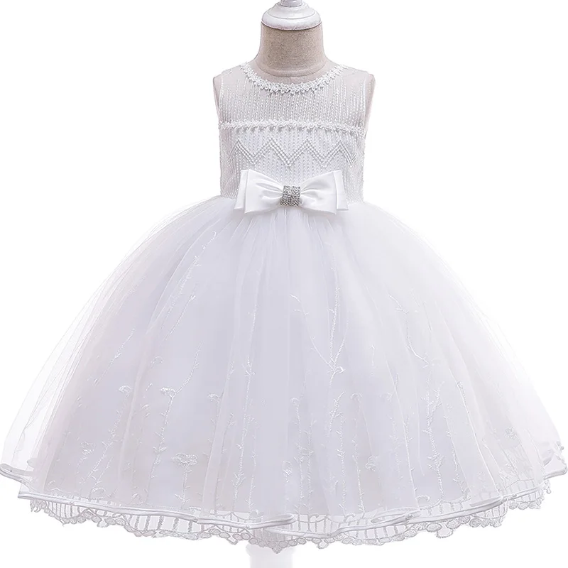 Новые летние платья для девочек, детская праздничная одежда, бальное платье для девочек, платье принцессы для первого причастия, Детский костюм, одежда - Цвет: white