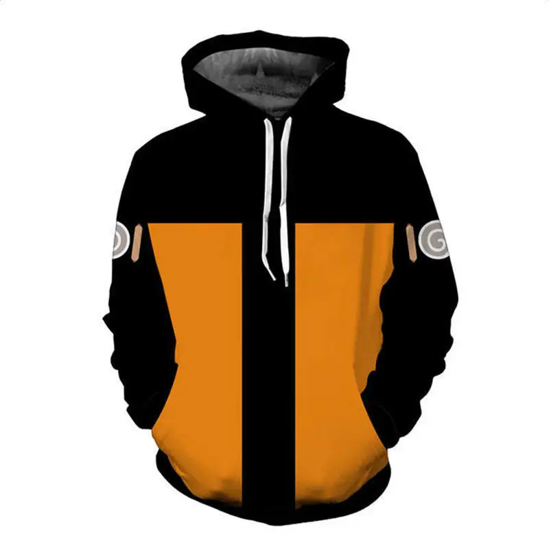 

2018 new fashion Cool sweatshirt Hoodies Men women 3D print Naruto Yellow and black hot Style Streetwear sleeve Long clothes