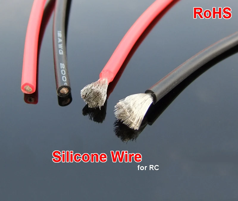 

2 m or 1m Silicon Wire Special Soft RC Model Special Wire RoHS Flame Retardant High temperature 12AWG 14AWG 16AWG 22AWG 24AWG