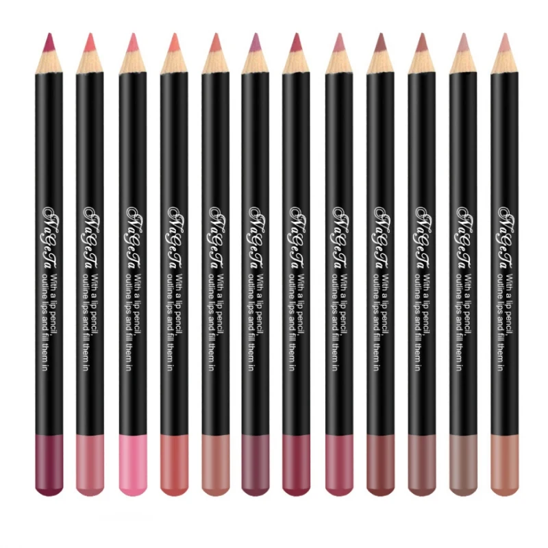 

12 Colors Matte Smooth Nude Color Lip Liner Pencil Waterproof Makeup Matte Lipliner Pen maquiagem profissional completa New