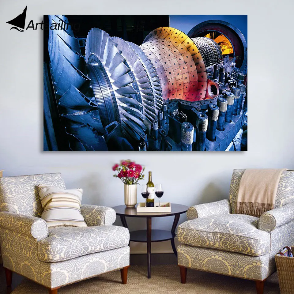 1 Piece Canvas Painting Engine Machine Hd Posters And Prints Wall Art