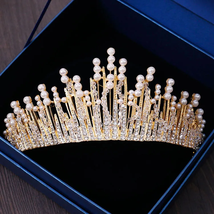 Vintage Multilayer Silver Crystal Pearl Tiara Crown Wedding Hair Accessories Bridal Party Headbands
