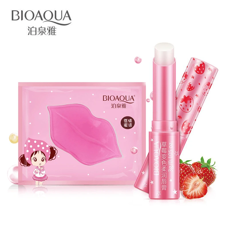 

BIOAQUA 2pcs Collagen Crystal Lip Film Moisturizing Exfoliating Balm Makes Lip Plumper Beauty Essentials Skin Care Set