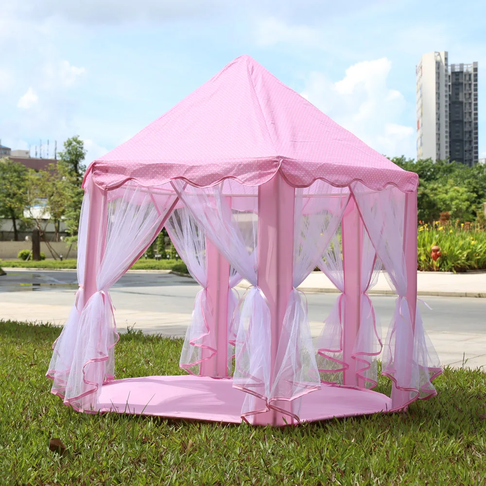 

Portable Princess Castle Play Toy Tents Activity Fairy House Kid Girls Castle Children Outside Garden Fold Tent Playhouses Lodge
