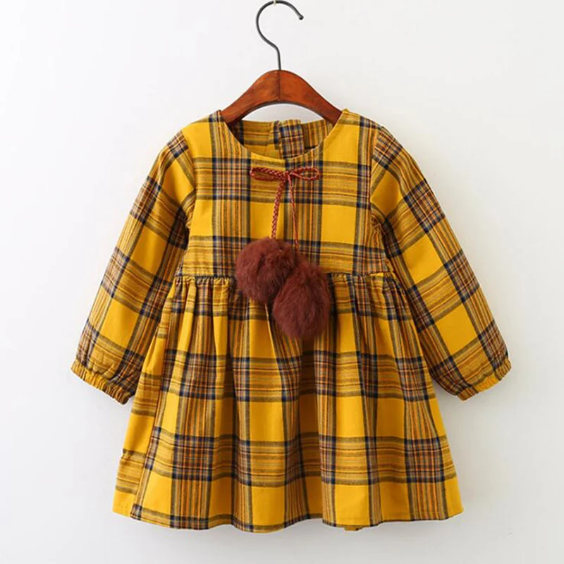

2018 Spring Autumn Girls Dress Summer Dresses Plaid Cotton Kids Clothes Striped Dress Children Clothing Baby Long Sleeve Dress
