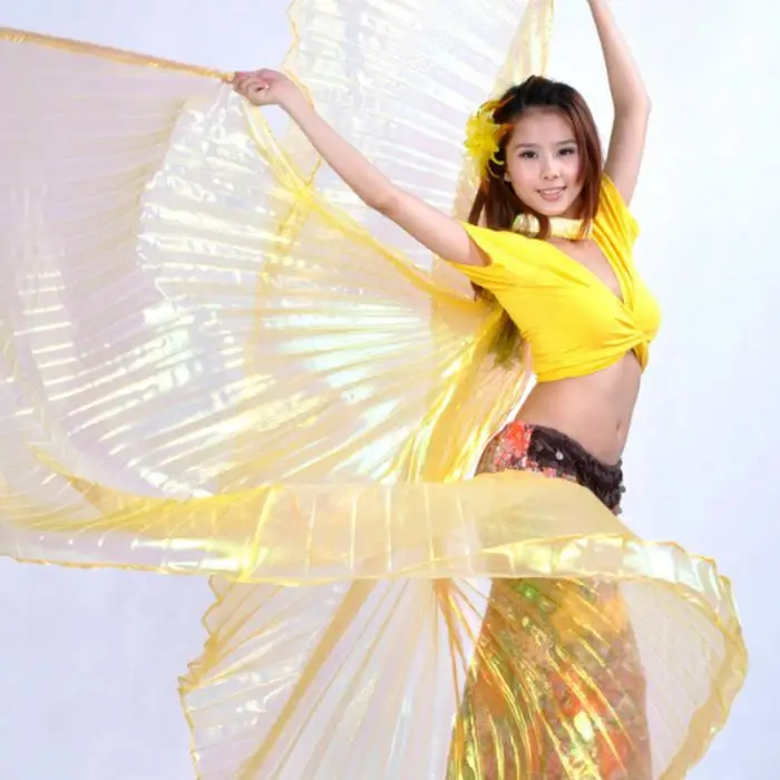 Элегантный переливающийся ISIS крылья с проведения палку Костюмы для танца живота костюм поставляет реквизит платье для Танцев Живота Танцы
