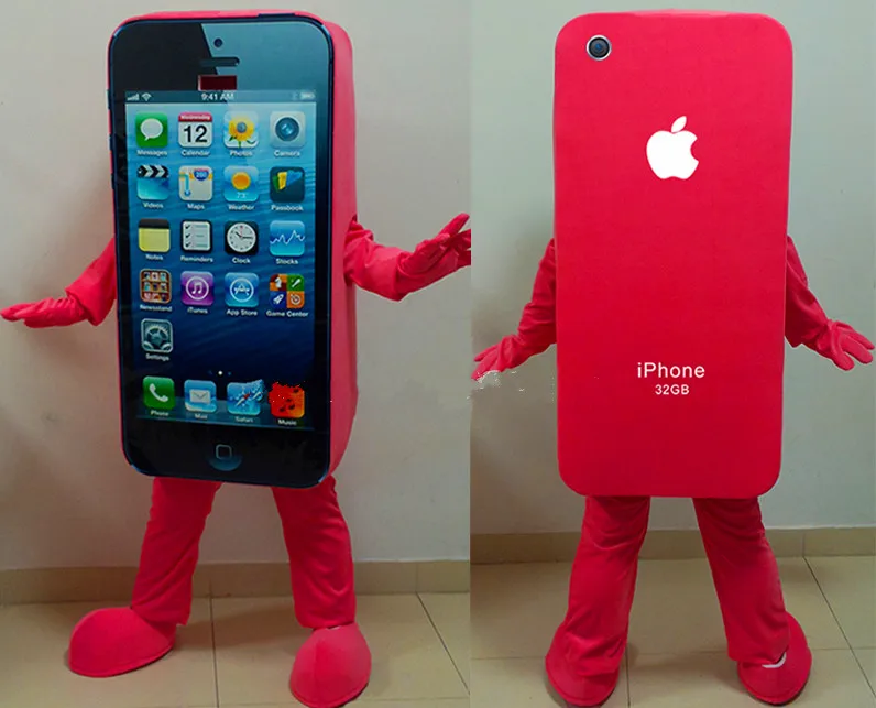 High quality realistic 5 colors font b iPhone b font Mascot Costume Cell Phone Apple font