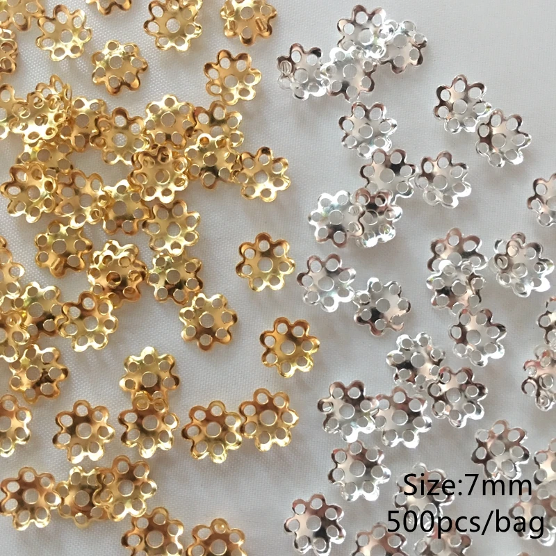 

Meideheng Metal receptacle Silver Gold plated Hollow out pattern The bead tap spacers of beads for Jewelry making 7mm 500pcs/bag