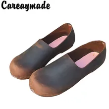 Careaymade- обувь без застежки ручной работы из натуральной плотной коровьей кожи из яловой кожи, полностью ручная работа художественная обувь в стиле ретро Обувь, два способа ношения